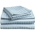 thumbnail image 1 of 1000 TC Striped Sheet Set Color - King Size - Striped Colors { Light Blue } Egyptian Cotton Crispy Cooling { 4 Pieces } Deep Pocket 24" Inches By KM LINEN, 1 of 1