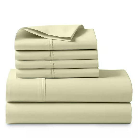 1000 Thread Count, 100% Giza Egyptian Cotton - 6 PC Sheet Set - King, Ivory, 12" Deep Pocket