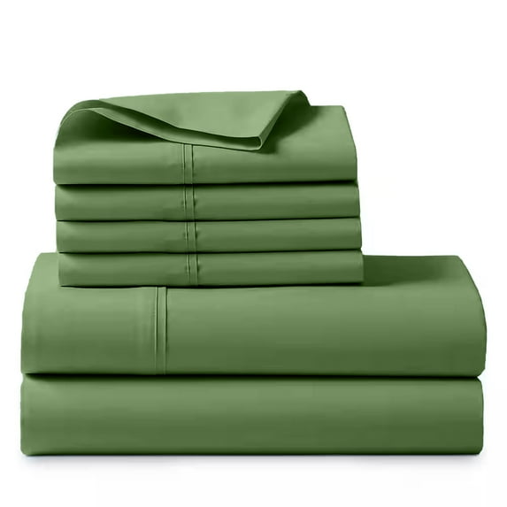1000 Thread Count, 100% Giza Egyptian Cotton - 6 PC Sheet Set - RV Short King, Sage, 10" Deep Pocket