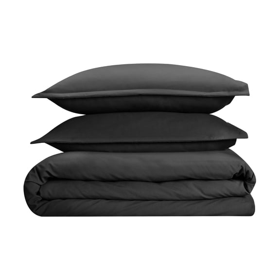 1000 Thread-Count 100% Egyptian Cotton 3 Piece Duvet Cover and Pillow Shams, Premium Hotel Comforter Quilt Cover Sateen Weave with Zipper Closure, Corner-Ties - Queen, Dark Grey