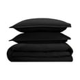 thumbnail image 1 of 1000 Thread-Count 100% Egyptian Cotton 3 Piece Duvet Cover and Pillow Shams, Premium Hotel Comforter Quilt Cover Sateen Weave with Zipper Closure, Corner-Ties - Twin, Black, 1 of 7
