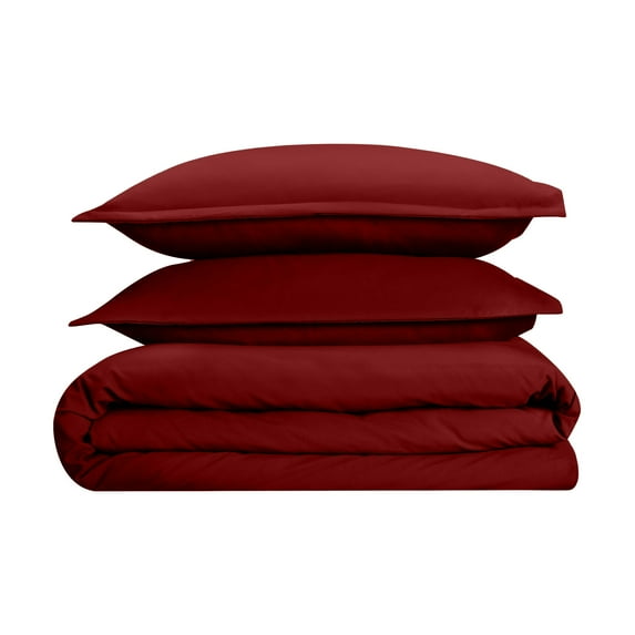1000 Thread-Count 100% Egyptian Cotton 3 Piece Duvet Cover and Pillow Shams, Premium Hotel Comforter Quilt Cover Sateen Weave with Zipper Closure, Corner-Ties - Full, Burgundy