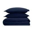thumbnail image 1 of 1000 Thread-Count 100% Egyptian Cotton 3 Piece Duvet Cover and Pillow Shams, Premium Hotel Comforter Quilt Cover Sateen Weave with Zipper Closure, Corner-Ties - Short-Queen, Navy Blue, 1 of 7