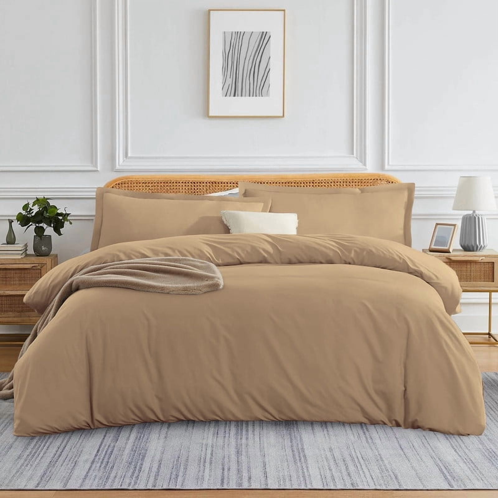 1000 Thread Count 100% Egyptian Cotton 3 Piece Duvet Set with Zipper Closure & Corner Cal King/King 3 Pc Duvet Set Color Taupe Solid