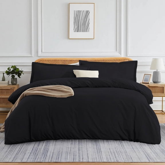 1000 Thread Count 100% Egyptian Cotton 3 Piece Duvet Set with Zipper Closure & Corner Twin/TwinXL 3 Pc Duvet Set Color Black Solid