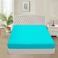 thumbnail image 1 of 1000 Thread Count 100% Egyptian Cotton 3-Piece Fitted Sheet ( 1 Fitted Sheet + 2 Pillow Covers) 27 Inches Deep Pocket Size Full Color Turquise Blue Stripe, 1 of 6