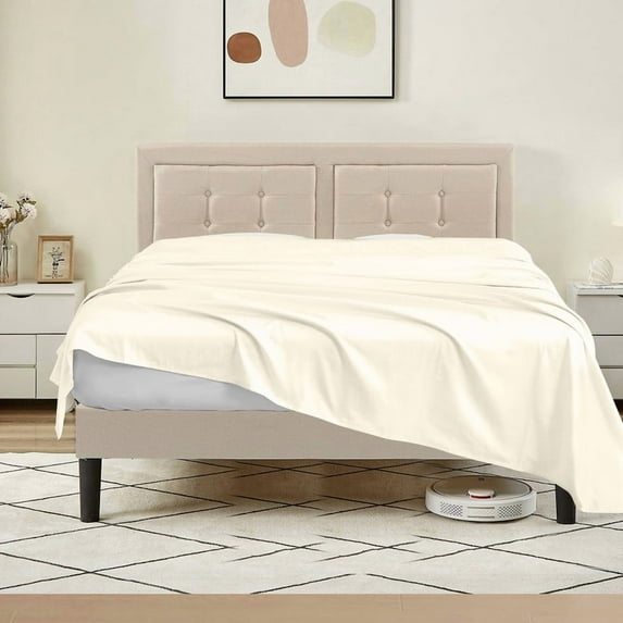 1000 Thread Count 100% Egyptian Cotton 3-Piece Flat Sheet (1 Flat + 2 Pillow Covers) Size Queen Color Ivory Solid