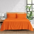 thumbnail image 1 of 1000 Thread Count 100% Egyptian Cotton 4-Piece Bed Sheet Set (1 Flat, 1 Fitted Sheet, 2 Pillow Covers) 18 Inches Deep Pocket Size California-King Color Orange Stripe, 1 of 5