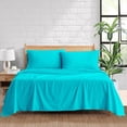 thumbnail image 1 of 1000 Thread Count 100% Egyptian Cotton 4-Piece Bed Sheet Set (1 Flat, 1 Fitted Sheet, 2 Pillow Covers) 18 Inches Deep Pocket Size Twin Color Turquise Blue Stripe, 1 of 5