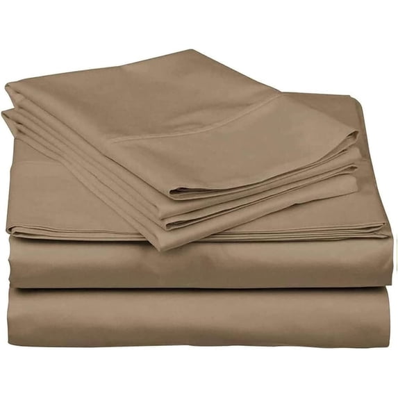 1000 Thread Count 100% Egyptian Cotton 4-Piece Bed Sheet Set (1 Flat, 1 Fitted Sheet, 2 Pillow Covers) 21 Inches Deep Pocket Size Full XL Color Taupe Solid