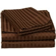 thumbnail image 1 of 1000 Thread Count 100% Egyptian Cotton 4-Piece Bed Sheet Set (1 Flat, 1 Fitted Sheet, 2 Pillow Covers) 27 Inches Deep Pocket Size Full Color Chocolate Stripe, 1 of 5