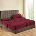 thumbnail image 1 of 600-Thread-Count 100% Egyptian Cotton 5-PCs Sheet Set Split King (2 XL Fitted)Size Fits 9-12 Inches Deep Pocket ( Stripe, Deep Crimson Red ), 1 of 5