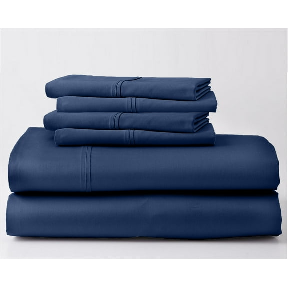 1000-Thread-Count 100% Egyptian Cotton 6 PC Sheet Set |Full, Mediterranean Blue| 15" Deep Pockets