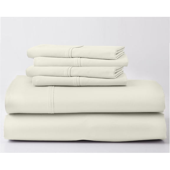 1000-Thread-Count 100% Egyptian Cotton 6 PC Sheet Set |Full-XL, Ivory| 18" Deep Pockets