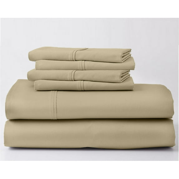1000-Thread-Count 100% Egyptian Cotton 6 PC Sheet Set |Full-XL, Taupe| 18" Deep Pockets