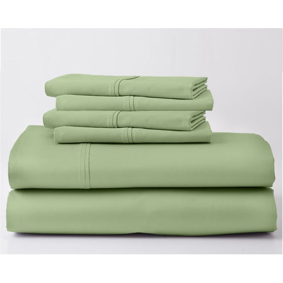 1000-Thread-Count 100% Egyptian Cotton 6 PC Sheet Set |Queen, Sage| 10" Deep Pockets