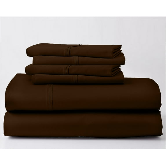 1000-Thread-Count 100% Egyptian Cotton 6 PC Sheet Set |Short King, Chocolate| 18" Deep Pockets