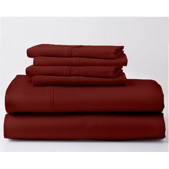1000-Thread-Count 100% Egyptian Cotton 6 PC Sheet Set |Twin, Burgundy| 10" Deep Pockets
