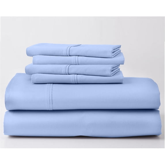 1000-Thread-Count 100% Egyptian Cotton 7 PC Sheet Set |7 PC Split King, Light Blue| 18" Deep Pockets