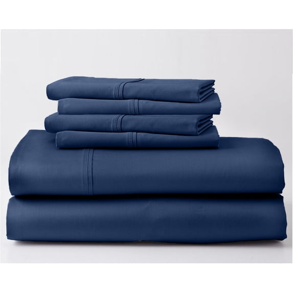 1000-Thread-Count 100% Egyptian Cotton 7 PC Sheet Set |7 PC Split King, Mediterranean Blue| 12" Deep Pockets