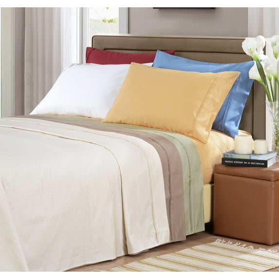 1000-Thread Count 100% Egyptian Cotton Classy Stripes Sheet Set with Deep Pockets Taupe / King