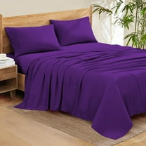 1000-Thread-Count 100% Egyptian Cotton Sheet Set Full Size Fits 9-12 Inches Deep Pocket ( Solid, Eggplant )