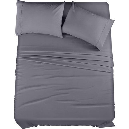 1000-Thread-Count 100% Egyptian Cotton Sheet Set King Size Fits 6-9 Inches Deep Pocket ( Solid, Grey )