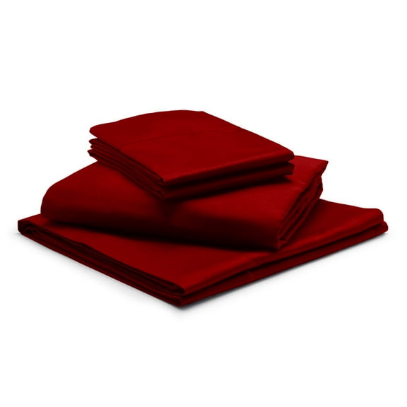 1000-Thread Count 100% Egyptian Cotton Short Queen Sheet Set, Long Staple Cotton, 1000-TC Pure Cotton, 15" Deep Pockets - Short Queen, Burgundy