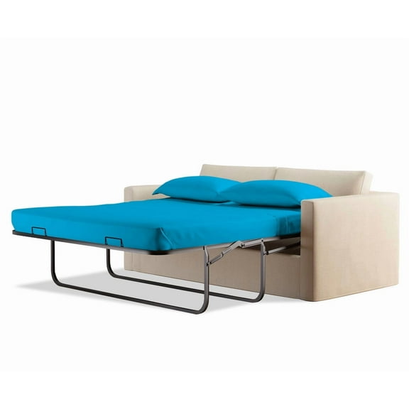 1000 Thread Count 100% Egyptian Cotton Sleeper Sofa Bed Sheet Set Solid Olympic Queen Size (66"x 80"x 10" ) with 4 -PCS Fitted Straps Color Turquise Blue