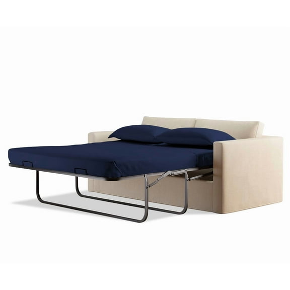 1000 Thread Count 100% Egyptian Cotton Sleeper Sofa Bed Sheet Set Solid Queen XL Size (60"x 80"x 5" ) with 4 -PCS Fitted Straps Color Navy Blue