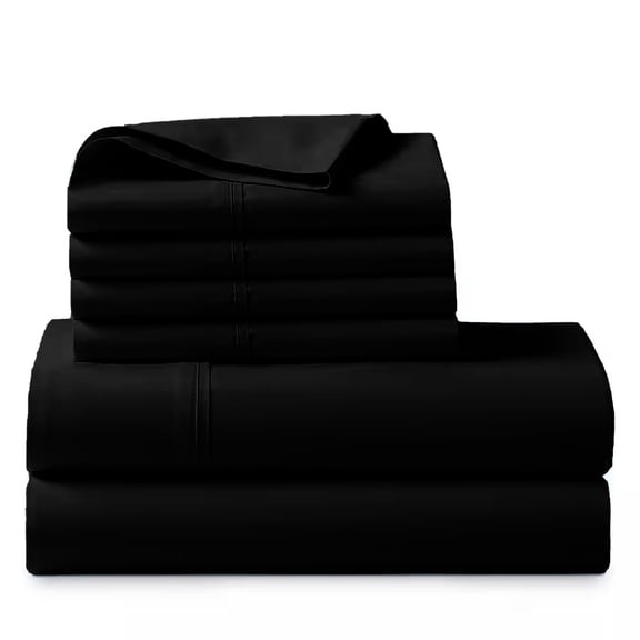 1000 Thread Count, 100% Giza Egyptian Cotton - 6 PC Sheet Set - Alaskan King, Black, 12" Deep Pocket