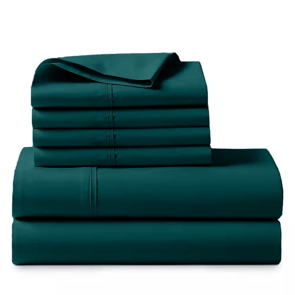1000 Thread Count, 100% Giza Egyptian Cotton - 6 PC Sheet Set - Full Extra Long, Teal Blue, 10" Deep Pocket