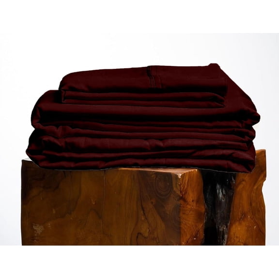 1000 Thread Count, 100% Giza Egyptian Cotton Bedding Set, 4-PC Sheets Set, 10 Inch Deep Pocket of Fitted Sheet, Soft Sateen Weave Breathable - Wine, Queen