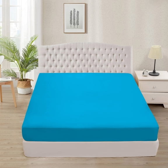 1000 Thread Count 3 Piece (1- Fitted Sheet + 2- Pillow cover) Quality 15 Inch Deep Pocket 100% Egyptian Cotton Color Turquise Blue Solid Size Queen