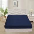 thumbnail image 1 of 1000 Thread Count 3 Piece (1- Fitted Sheet + 2- Pillow cover) Quality 27 Inch Deep Pocket 100% Egyptian Cotton Color Navy Blue Solid Size Twin XL, 1 of 6