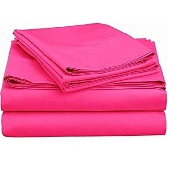 1000 Thread Count 4 Pcs Bed Sheets Set Solid Egyptian Cotton Queen Size 15 Inches Deep Pocket Hot pink Solid Cotton Sheets