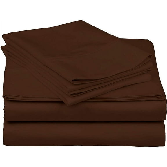 1000 Thread Count 4 Pcs Bed Sheets Set Solid Egyptian Cotton Twin Size 15 Inches Deep Pocket Chocolate Solid Cotton Sheets