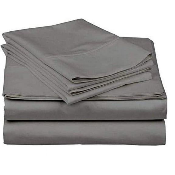1000 Thread Count 4 Pcs Bed Sheets Set Solid Egyptian Cotton Twin Size 15 Inches Deep Pocket Dark Gray Solid Cotton Sheets