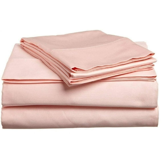 1000 Thread Count 4 Pcs Bed Sheets Set Solid Egyptian Cotton Twin Size 15 Inches Deep Pocket Peach Solid Cotton Sheets