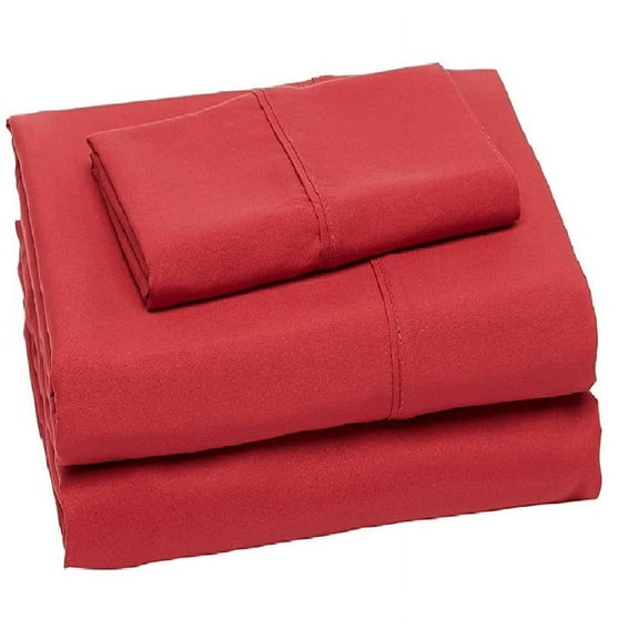 1000 Thread Count 4 Pcs Bed Sheets Set Solid Egyptian Cotton Twin Size 15 Inches Deep Pocket Red Solid Cotton Sheets