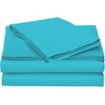thumbnail image 1 of 1000 Thread Count 4 Pcs Bed Sheets Set Solid Egyptian Cotton Twin Size 15 Inches Deep Pocket Turquoise Solid Cotton Sheets, 1 of 5