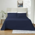 thumbnail image 1 of 1000 Thread Count 4 Piece Quality Sheet Set 24 Inch Deep Pocket 100% Egyptian Cotton Color Navy Blue Stripe Size Twin, 1 of 5