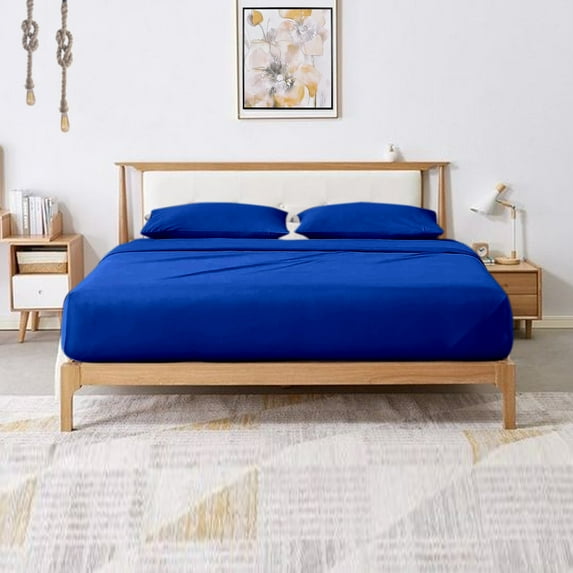 1000 Thread Count 4 Piece Quality Sheet Set 24 Inch Deep Pocket 100% Egyptian Cotton Color Royal blue Solid Size King