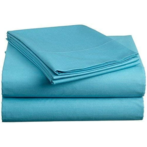 1000 Thread Count 4 Piece Quality Sheet Set 24 Inch Deep Pocket 100% Egyptian Cotton Color Turquise Blue Solid Size Twin