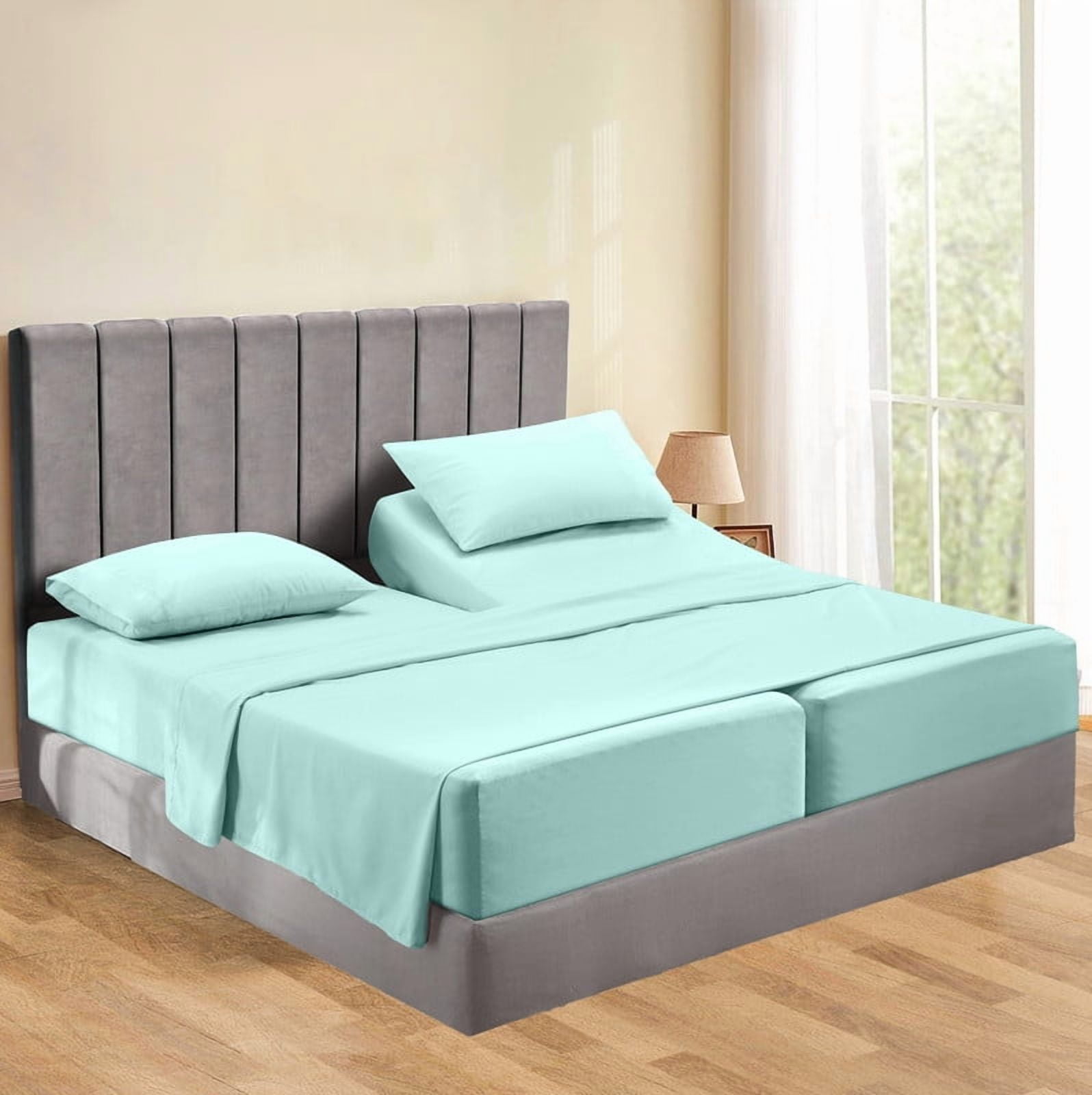 1000 Thread Count Split King Sheets Set, 2 Twin XL Fitted, 1 Flat