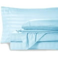thumbnail image 1 of 1000-Thread-Count 6 Piece Sheet Set - 100% Pure Egyptian Cotton Sheets 18" Inch Deep Pocket - Soft & Smooth Quality Bedsheets (Light Blue Stripe) Full Size., 1 of 6