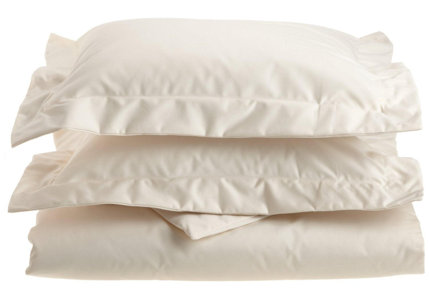1000-Thread Count Cotton-Rich Wrinkle-Resistant Solid Duvet Cover and Pillow Sham Set Ivory / Full/Queen