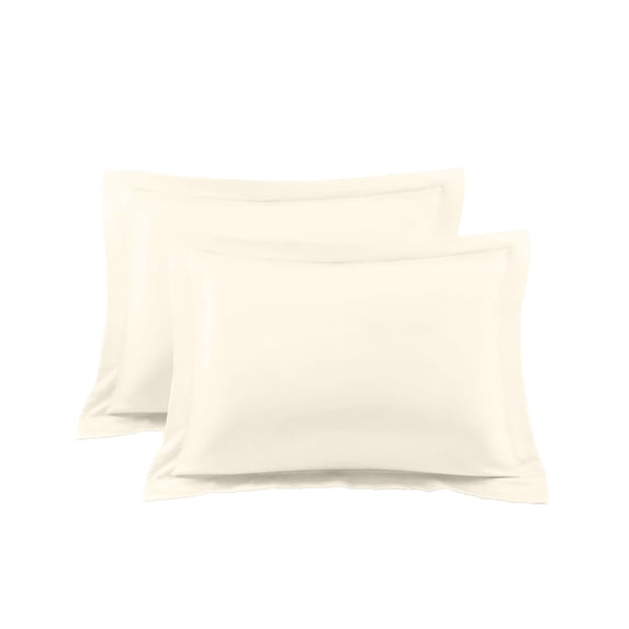 1000 Thread Count Egyptian Cotton 2-Piece Pillow Sham Set with Flanged Border, Standard Size (20" x 26") Ivory Solid