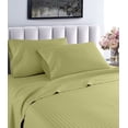 thumbnail image 1 of 1000 Thread Count Fresh Home Collection 100% Egyptian Cotton Deep Pocket Dobby Striped Sheet Set (King, Sage), 1 of 5