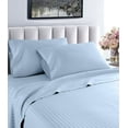 thumbnail image 1 of 1000 Thread Count Fresh Home Collection 100% Egyptian Cotton Deep Pocket Dobby Striped Sheet Set (Queen, Blue), 1 of 5